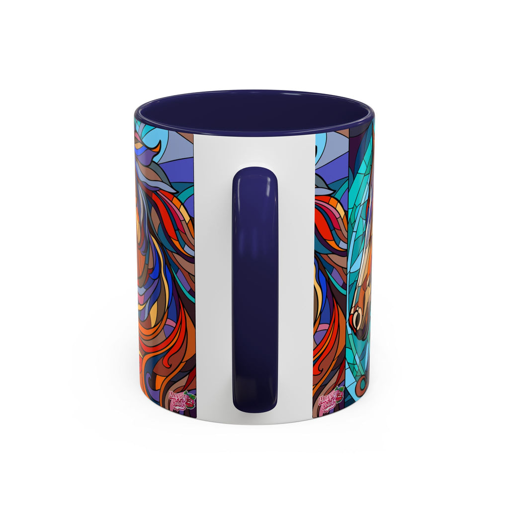 Stained Glass Horse Accent Coffee Mug – Colorful Equine Art (11/15 oz)