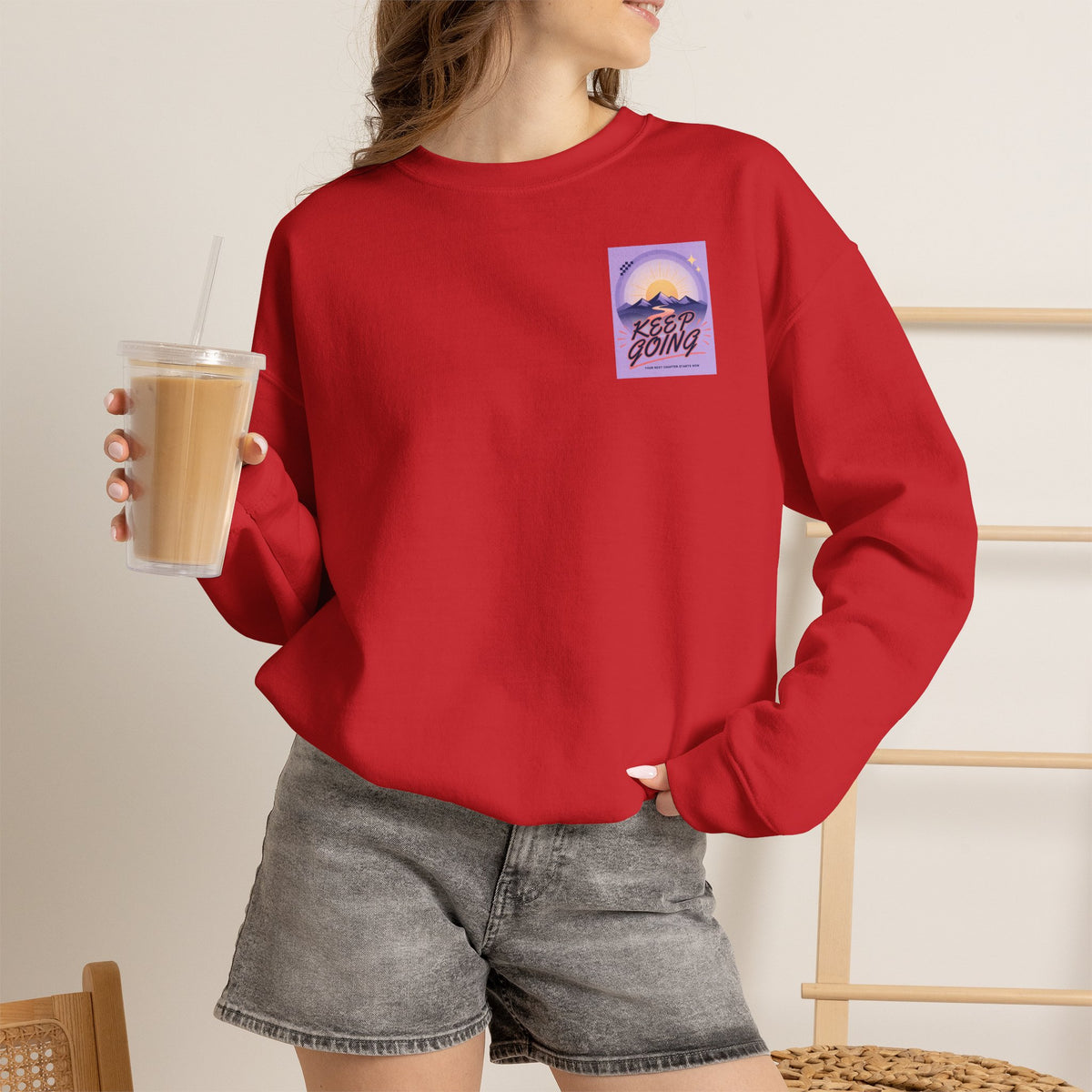 Keep Going Mountain Graphic Crewneck Sweatshirt