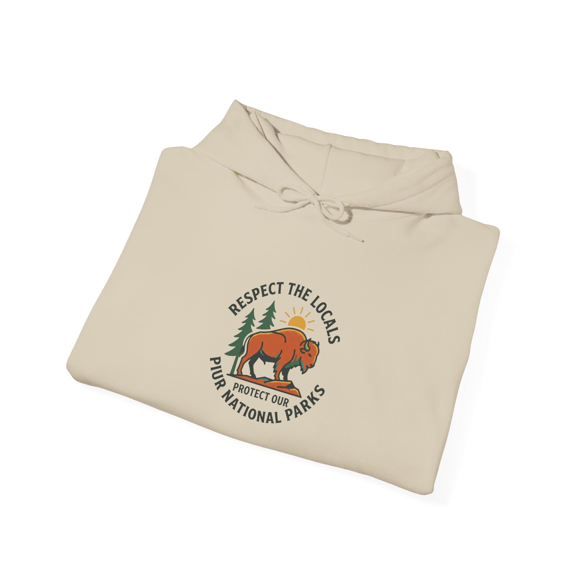 Respect the Locals bison badge Hoodie | Protect Our Parks, national parks, leave no trace