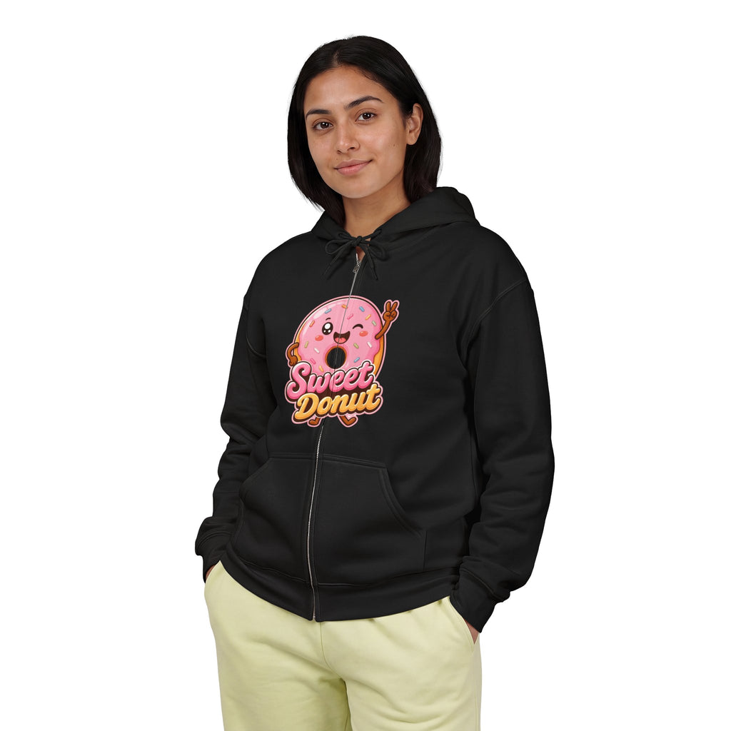 Sweet Donut Graphic Zip-Up Hoodie – Unisex