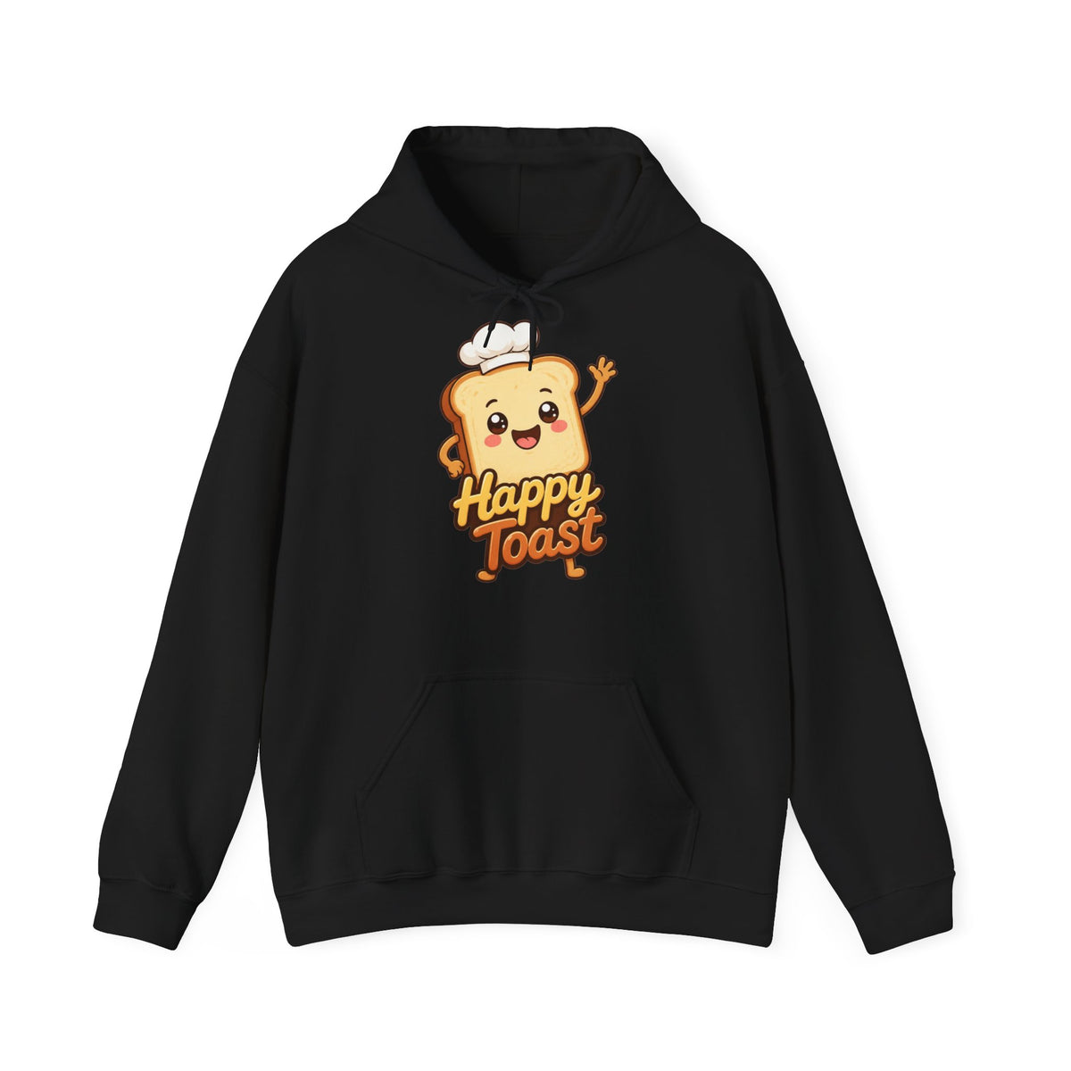 Happy Toast Cartoon Graphic Hoodie – Unisex Pullover