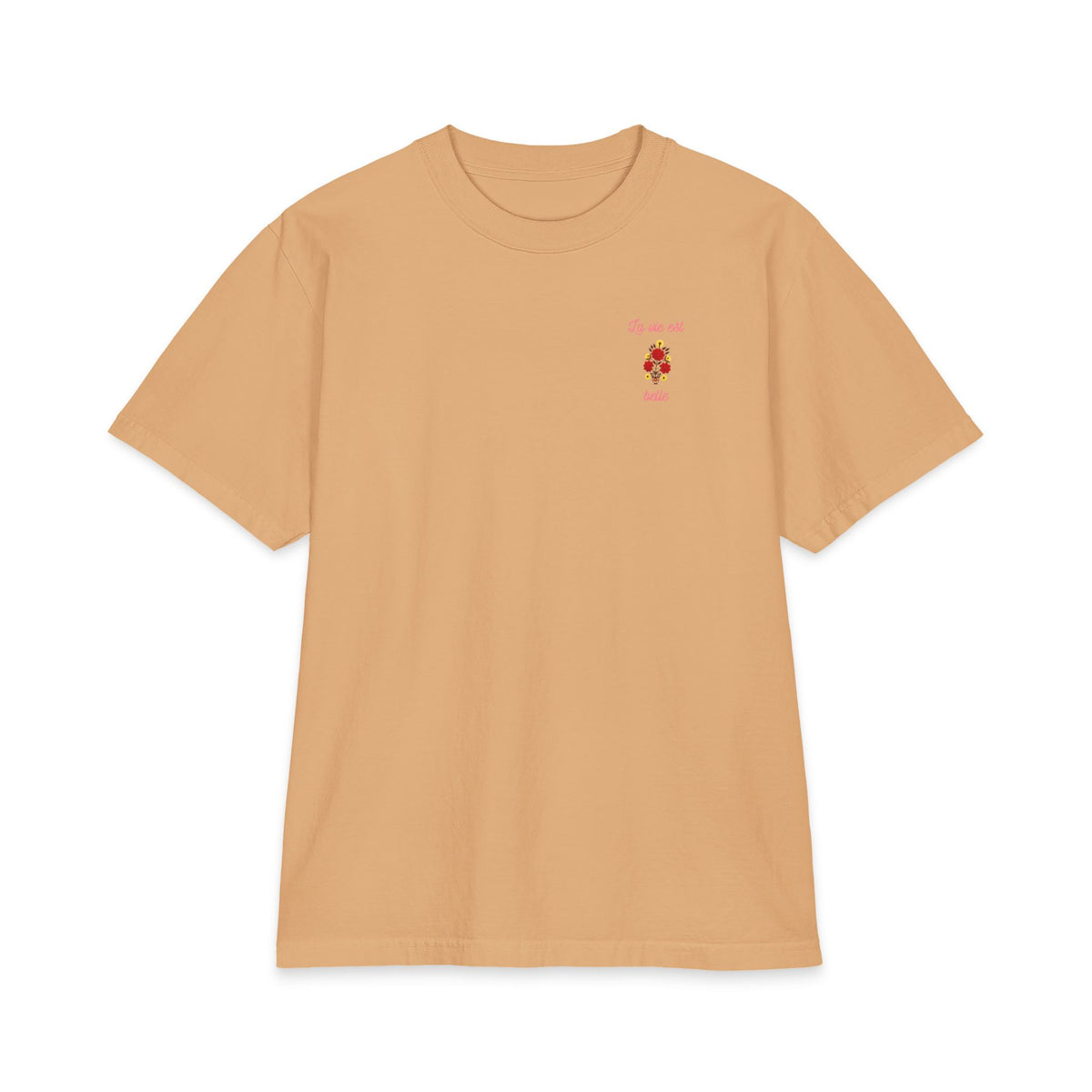 T-shirt floral La Vie Est Belle — T-shirt graphique avec citation française