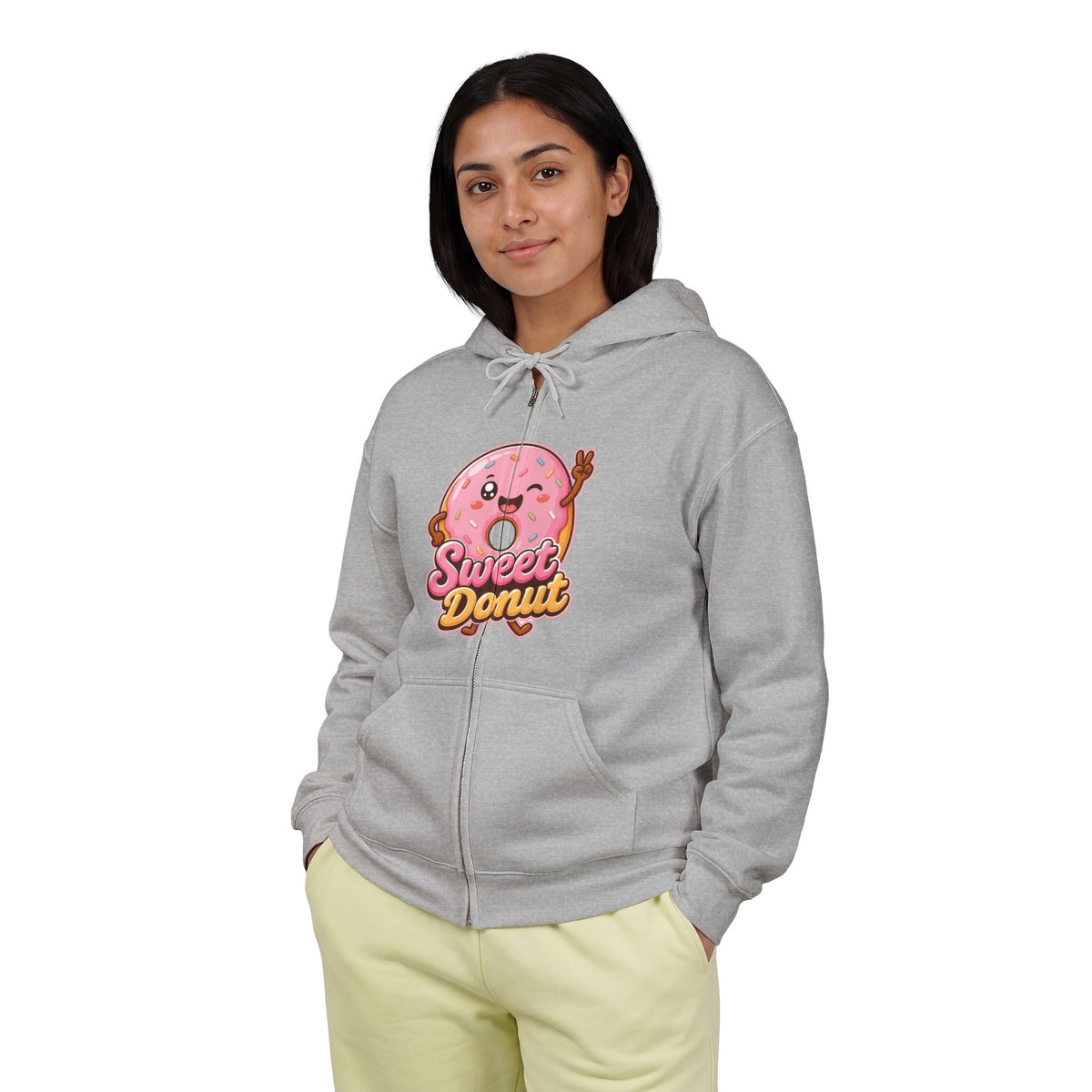Sweet Donut Graphic Zip-Up Hoodie – Unisex