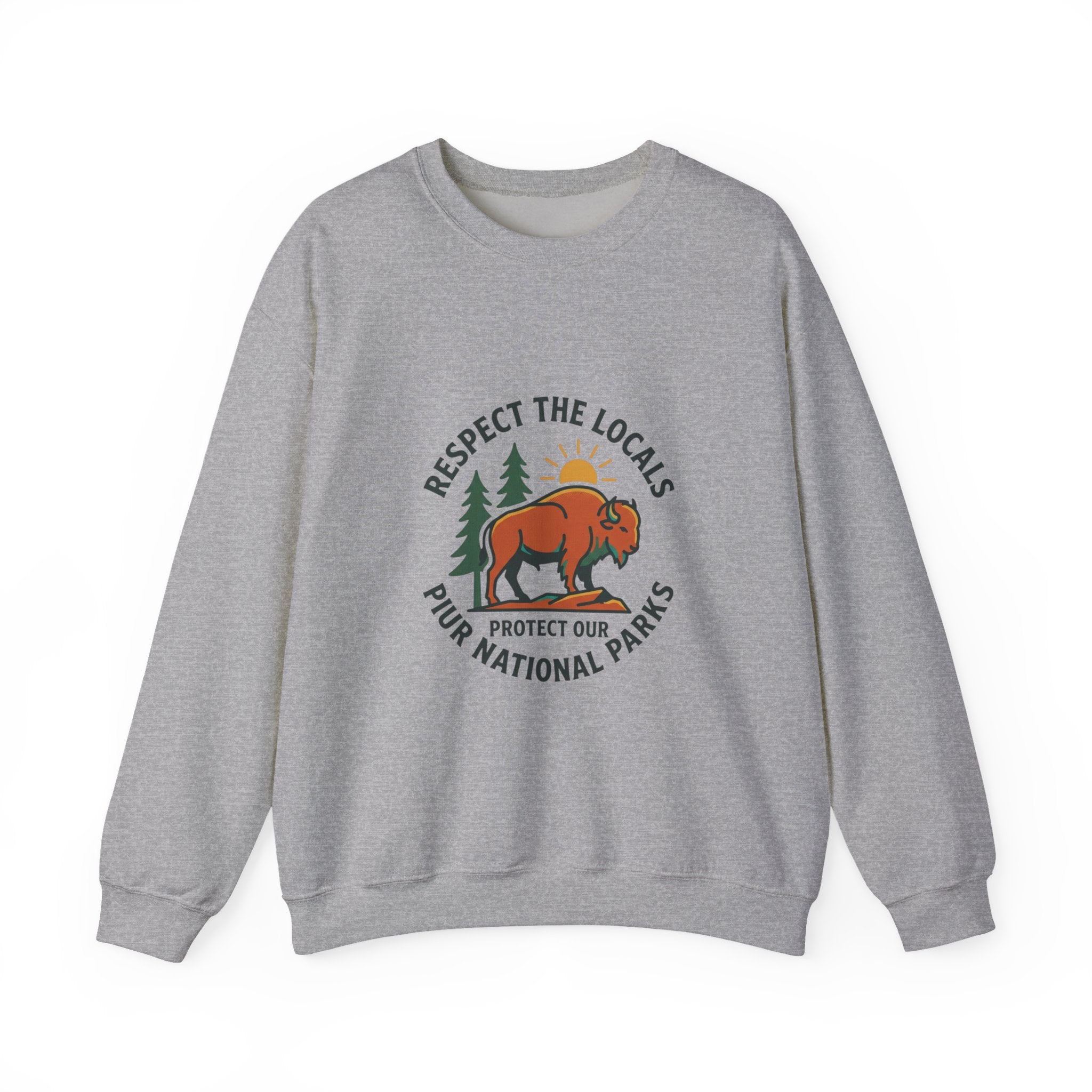 Respect the Locals Buffalo Crewneck Sweatshirt | Protect Our National Parks, hiking