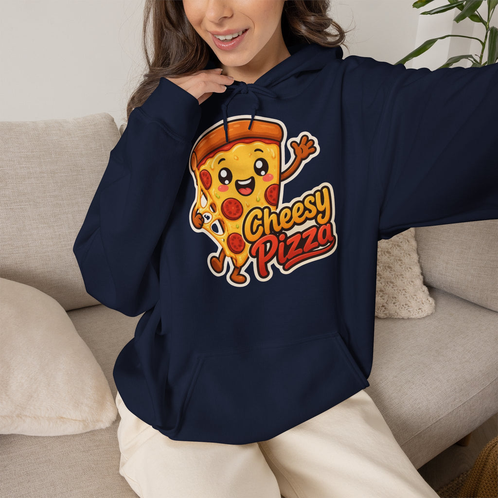 Cheesy Pizza Graphic Pullover Hoodie – Unisex