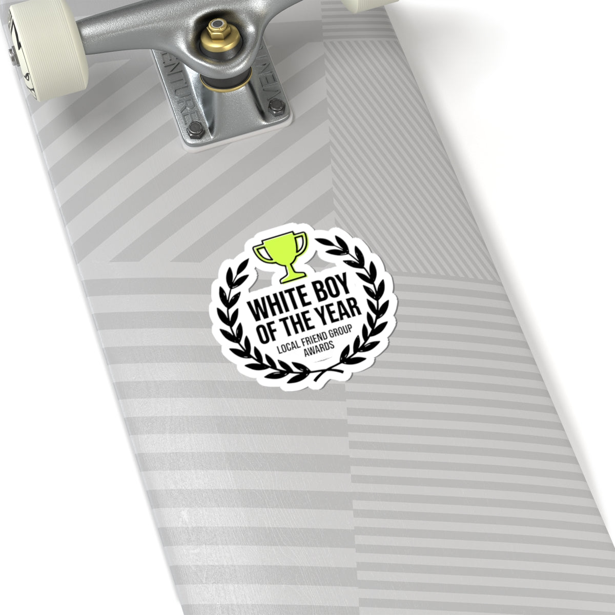 White Boy of the Year Kiss-Cut Stickers, minimal meme, black on white