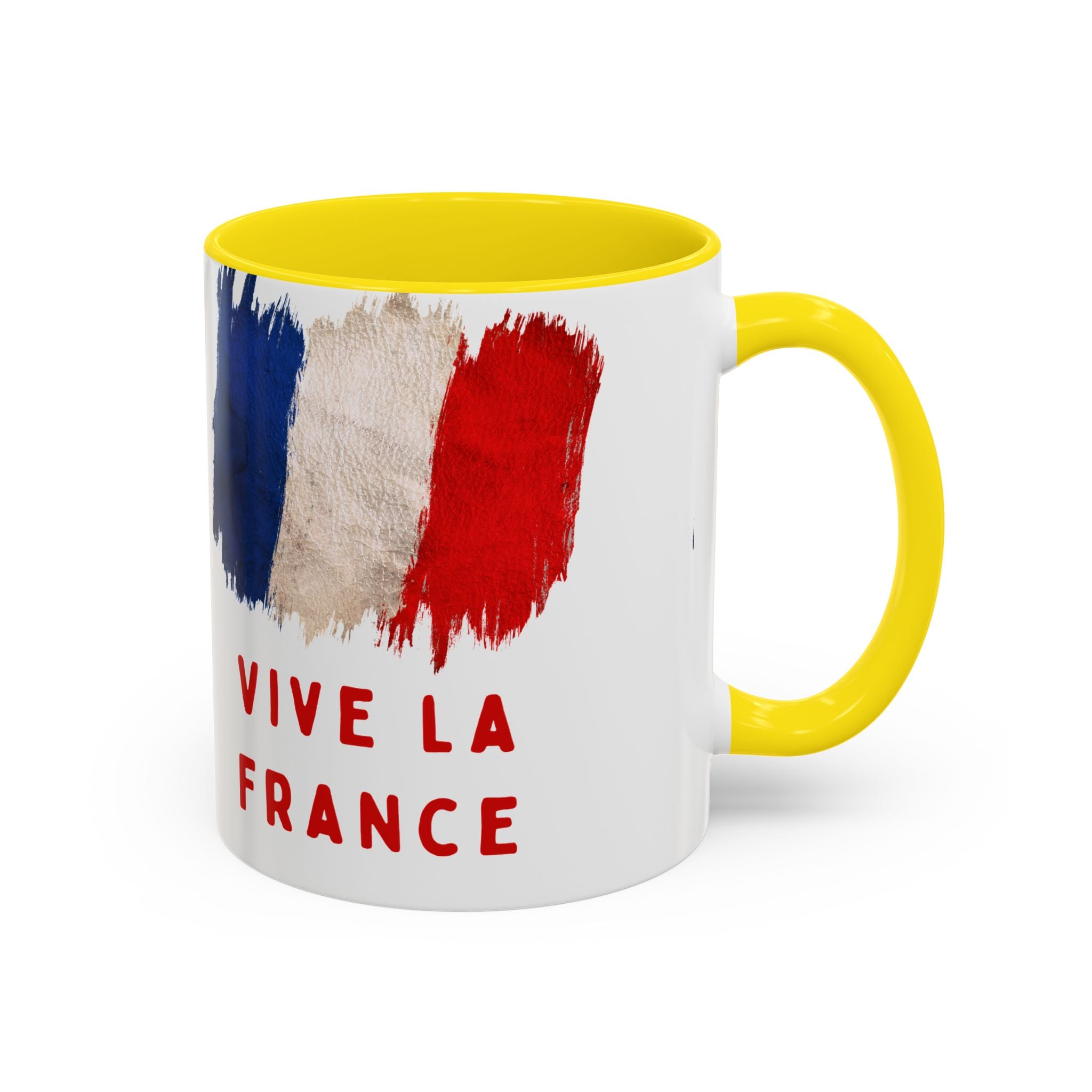 Vive La France Accent Coffee Mug — French Flag Brushstroke 11/15oz