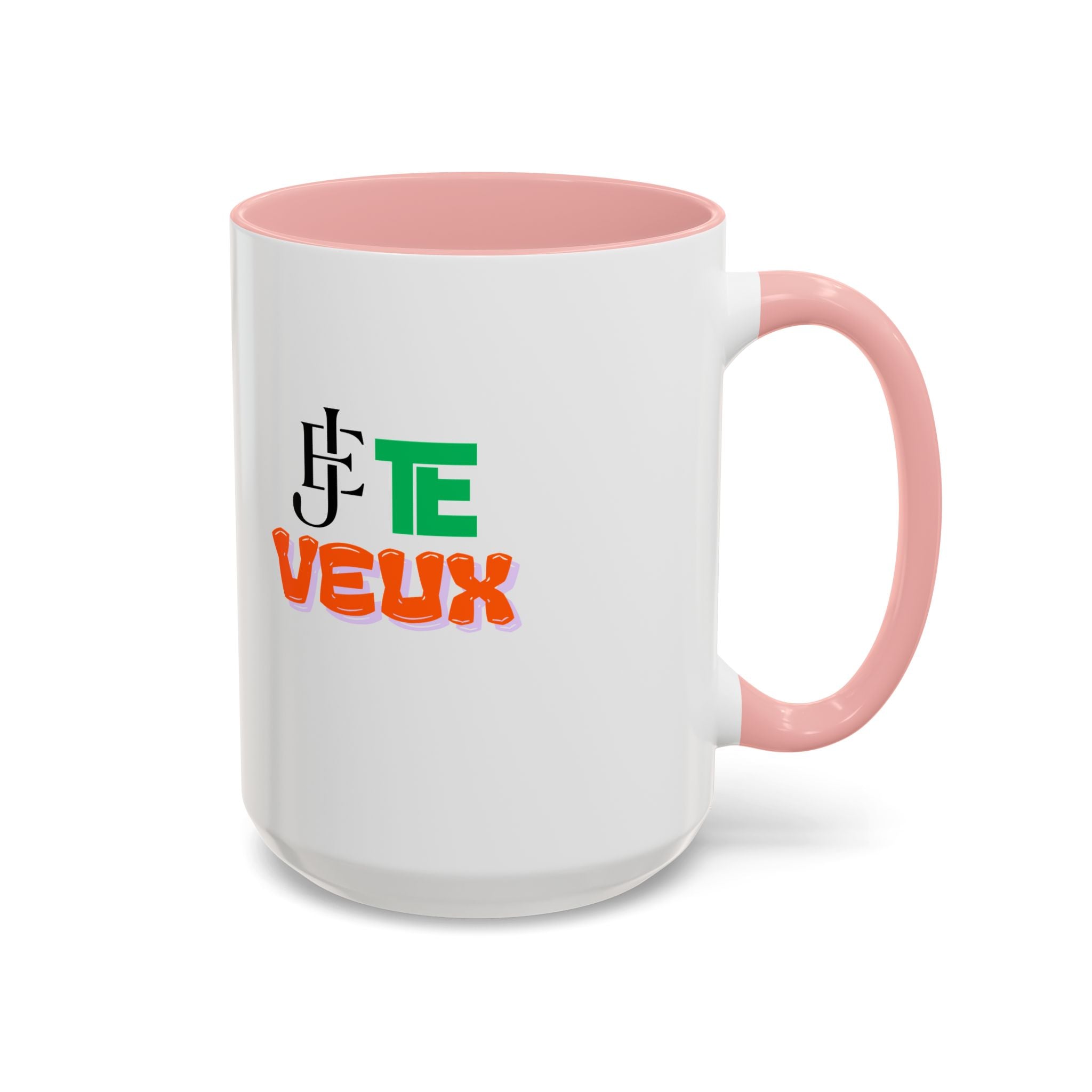 French Phrase Accent Mug — "Je Te Veux" Colorful Ceramic Coffee Mug (11/15oz)
