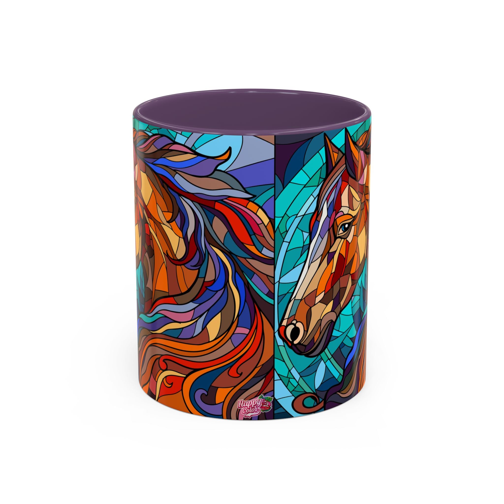 Stained Glass Horse Accent Coffee Mug – Colorful Equine Art (11/15 oz)