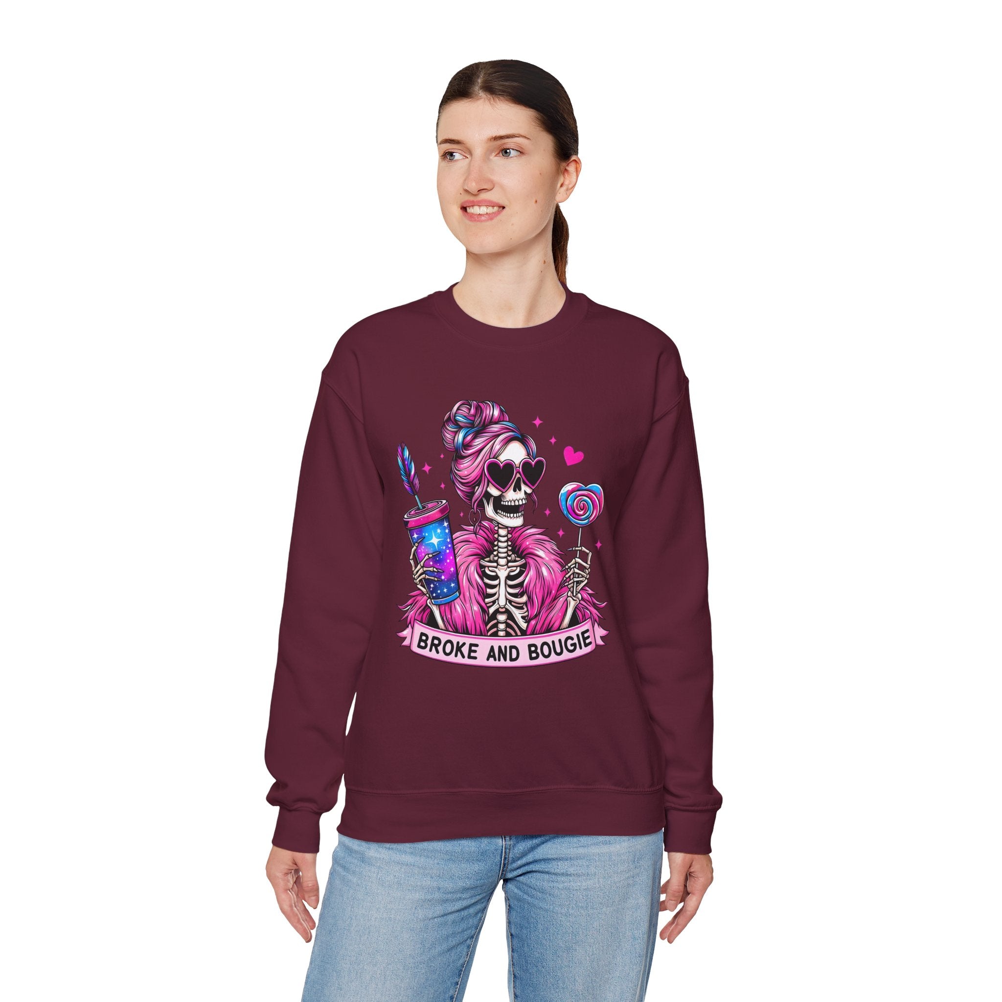 Broke and Bougie Skeleton Crewneck Sweatshirt