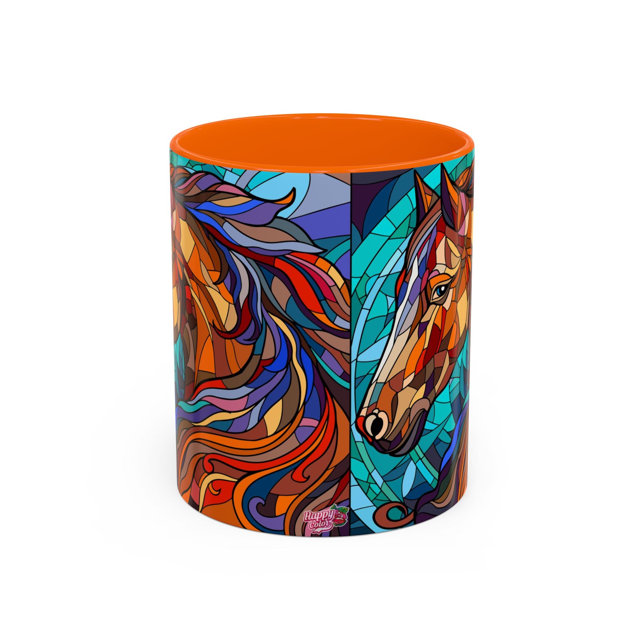 Stained Glass Horse Accent Coffee Mug – Colorful Equine Art (11/15 oz)