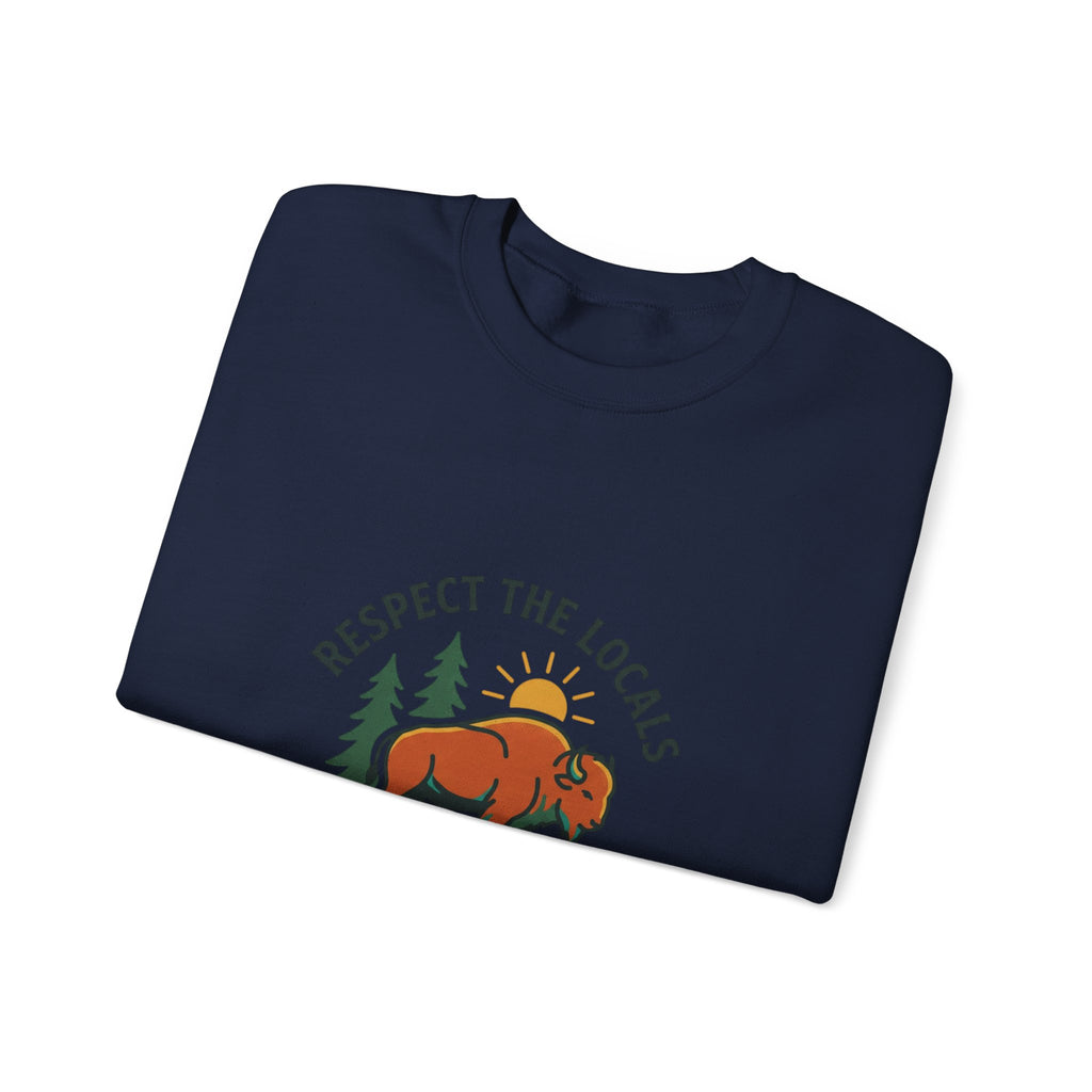 Respect the Locals Buffalo Crewneck Sweatshirt | Protect Our National Parks, hiking