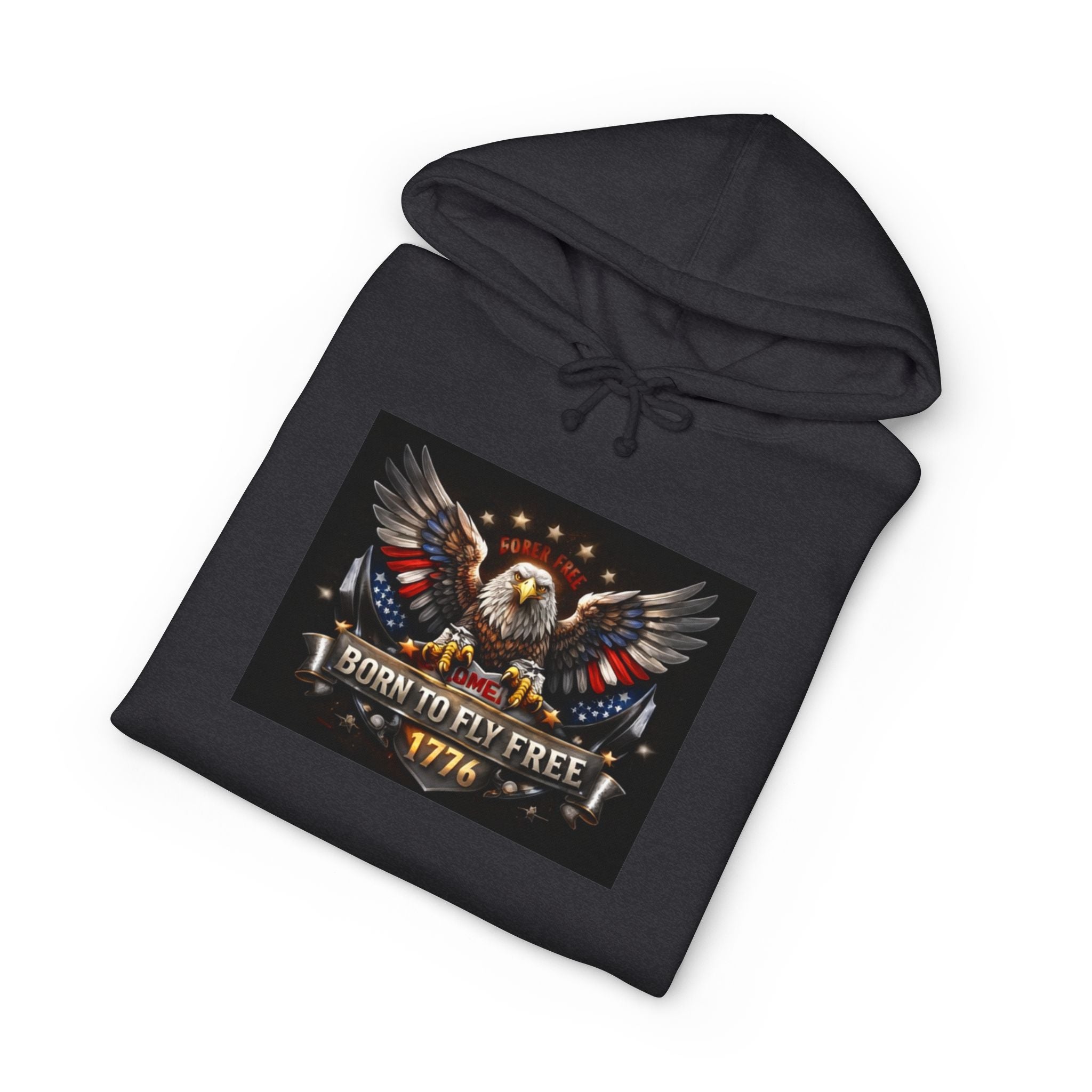 Patriotic Eagle Hoodie - "Born to Be Free 1776" American Flag Sweatshirt