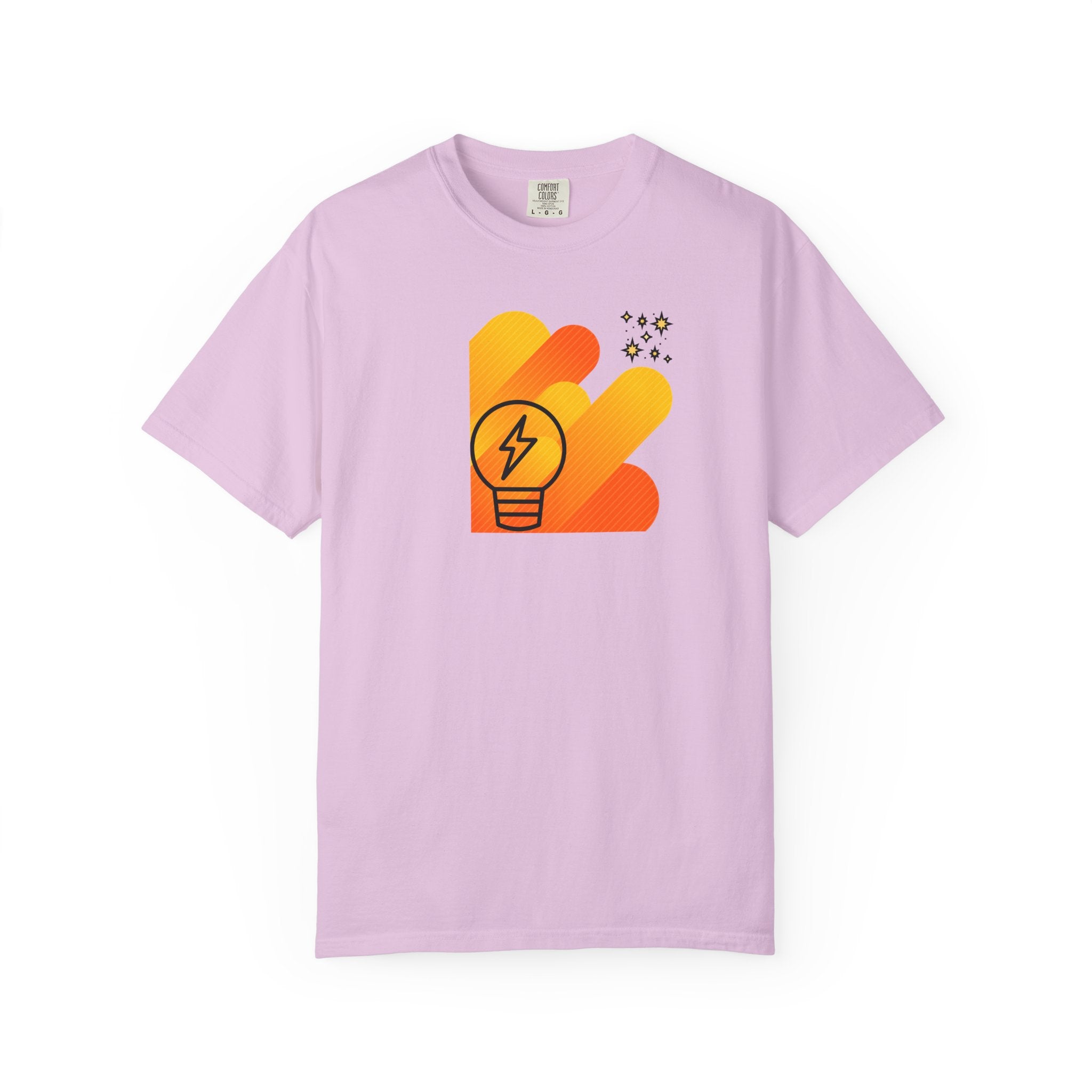 Idea Spark T-Shirt — Retro Orange Lightbulb Graphic Tee