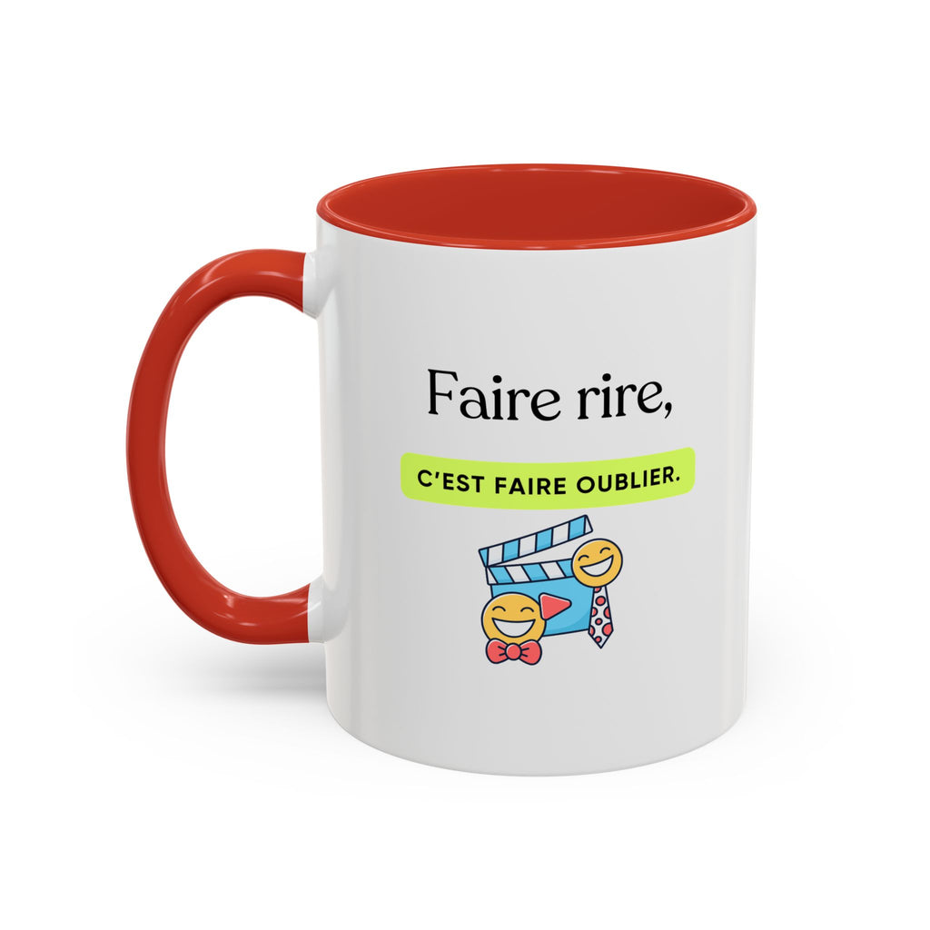 French Quote Accent Coffee Mug — "Faire rire, c'est faire oublier." (11/15oz)