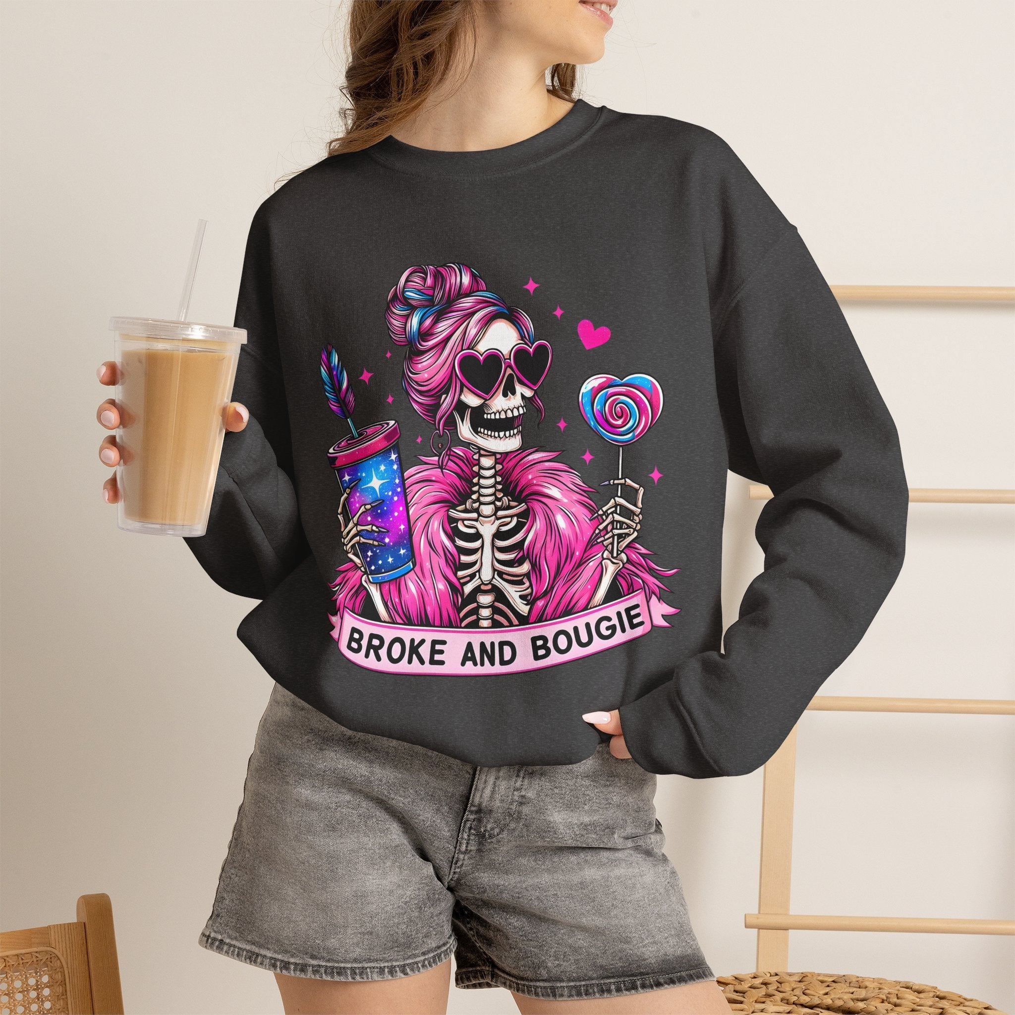 Broke and Bougie Skeleton Crewneck Sweatshirt