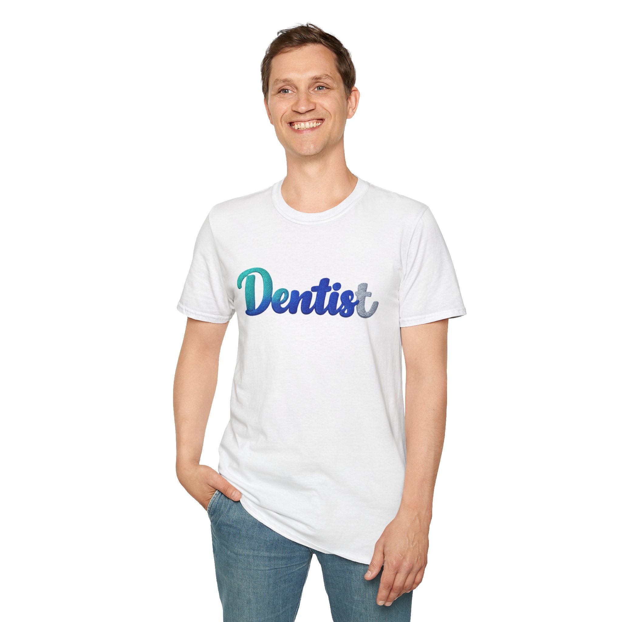 T-shirt dentiste — T-shirt script dentaire en dégradé pour hygiénistes et dentistes