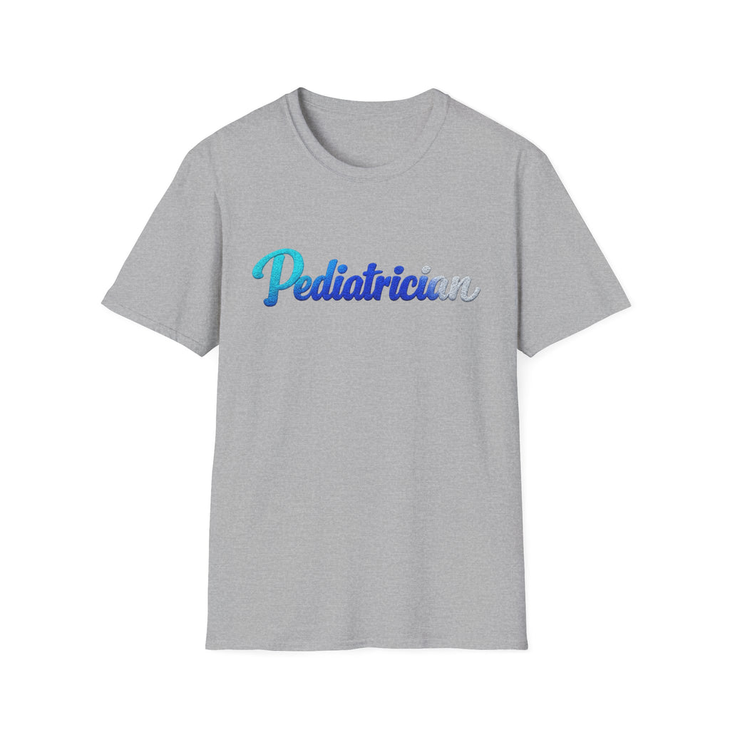 Pediatrician Script Tee — Blue Gradient Pediatric Doctor Shirt