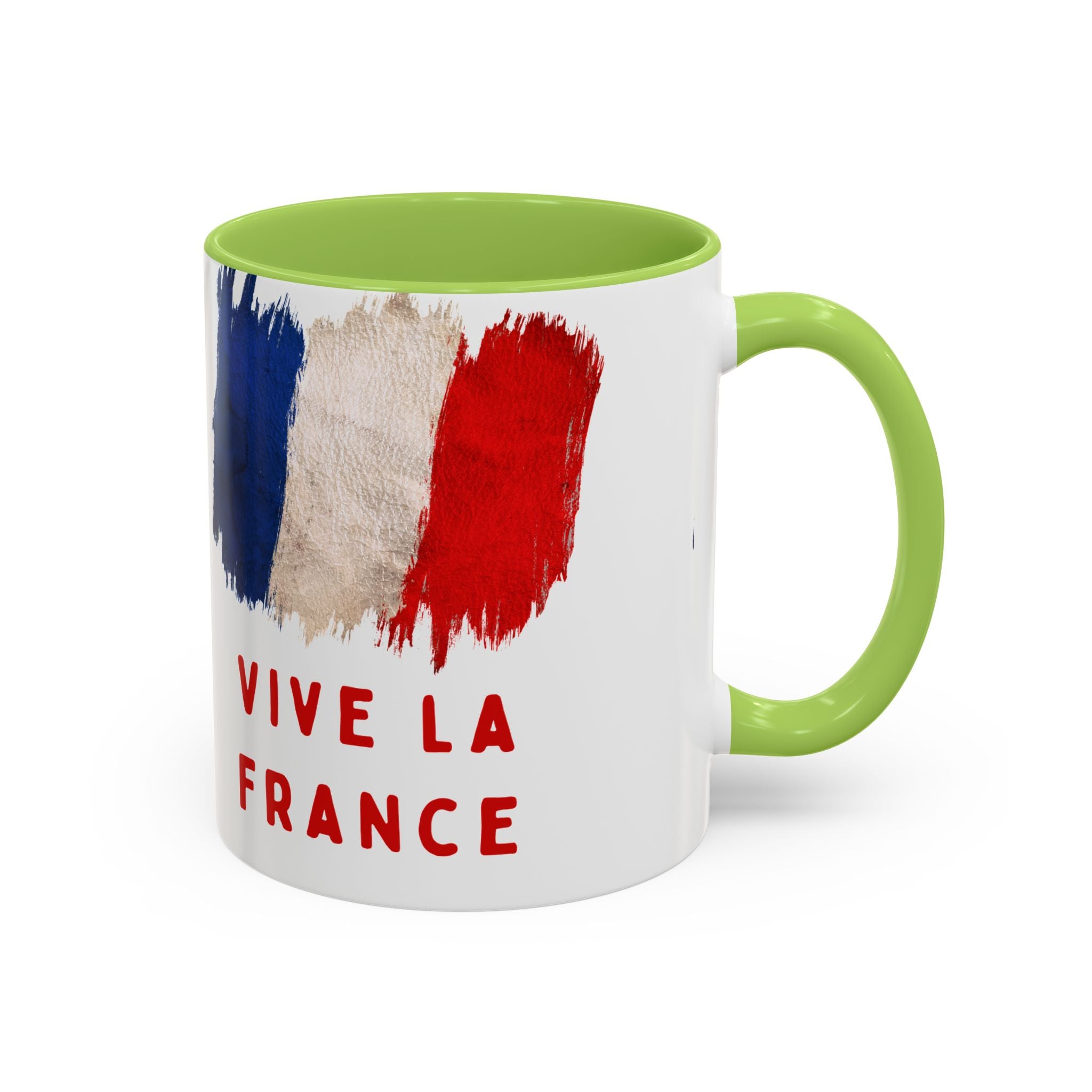 Vive La France Accent Coffee Mug — French Flag Brushstroke 11/15oz