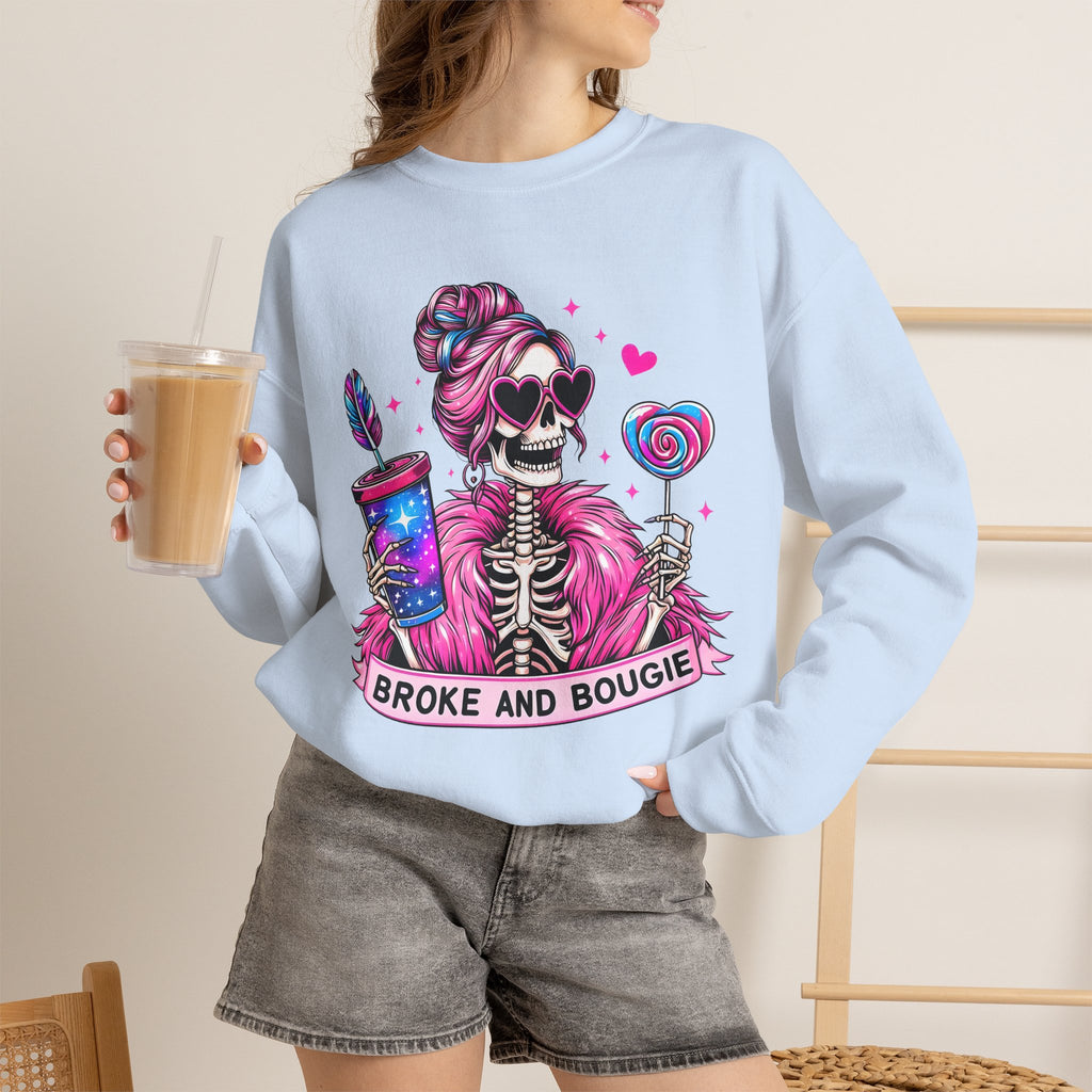 Broke and Bougie Skeleton Crewneck Sweatshirt