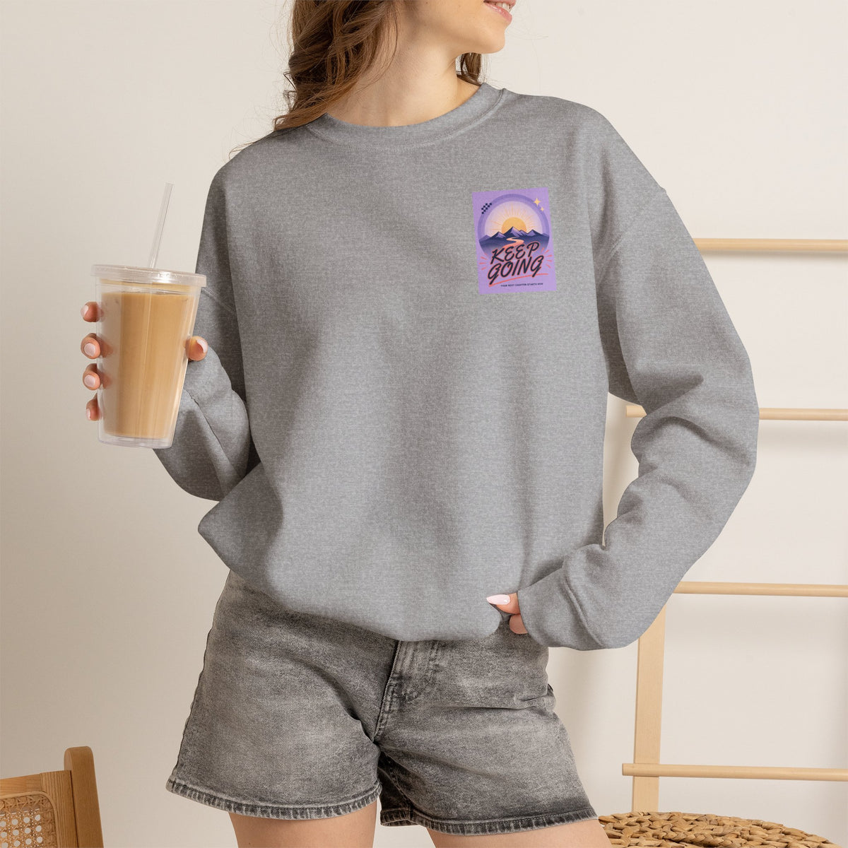 Keep Going Mountain Graphic Crewneck Sweatshirt