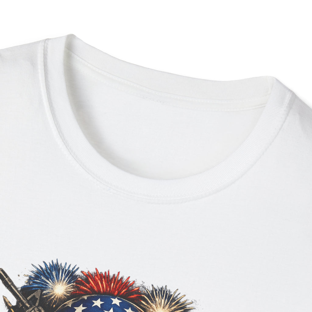 Patriotic Skull Tee "Death Before Defeat" - American Flag Military Graphic T-Shirt