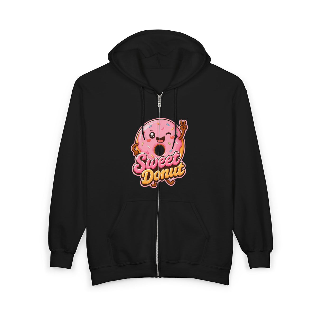 Sweet Donut Graphic Zip-Up Hoodie – Unisex