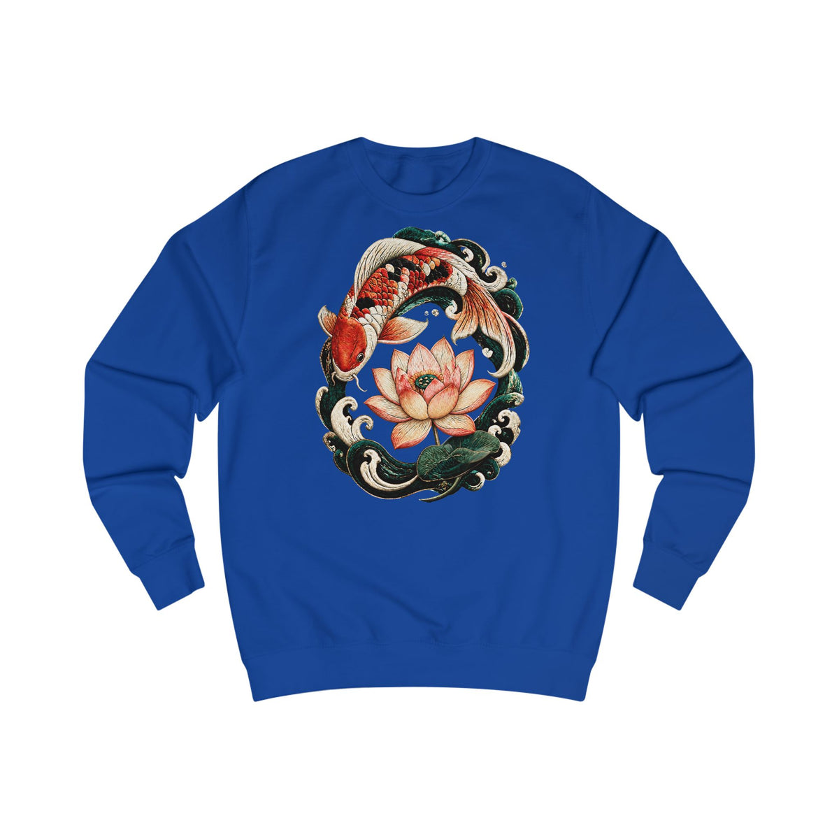 Sweat-shirt avec poissons koï et fleur de lotus
