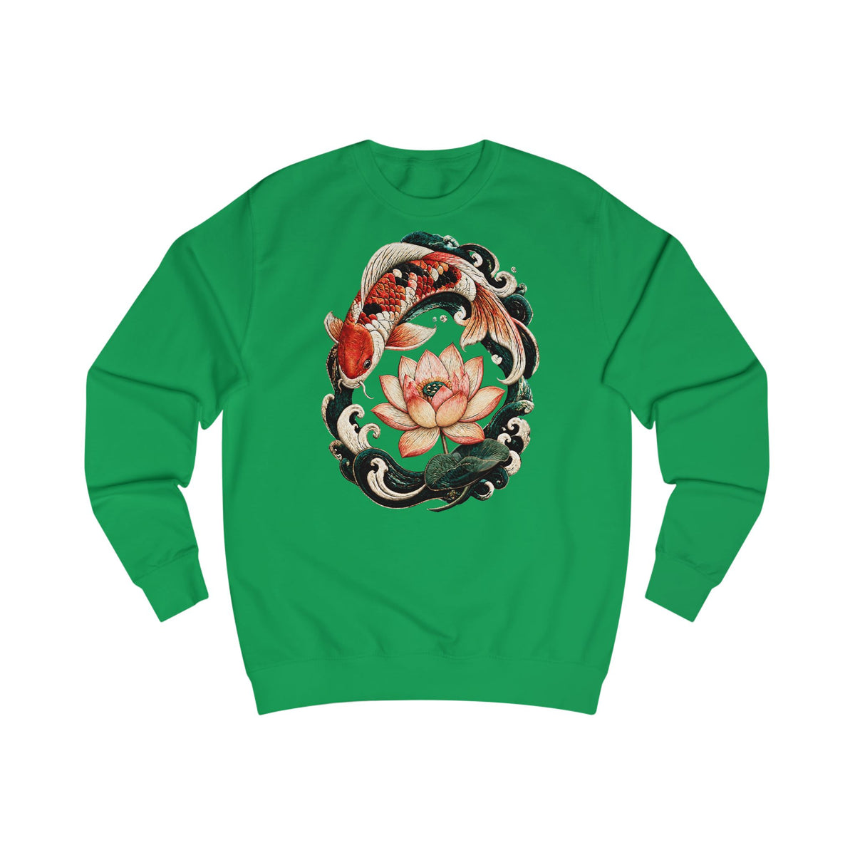 Sweat-shirt avec poissons koï et fleur de lotus