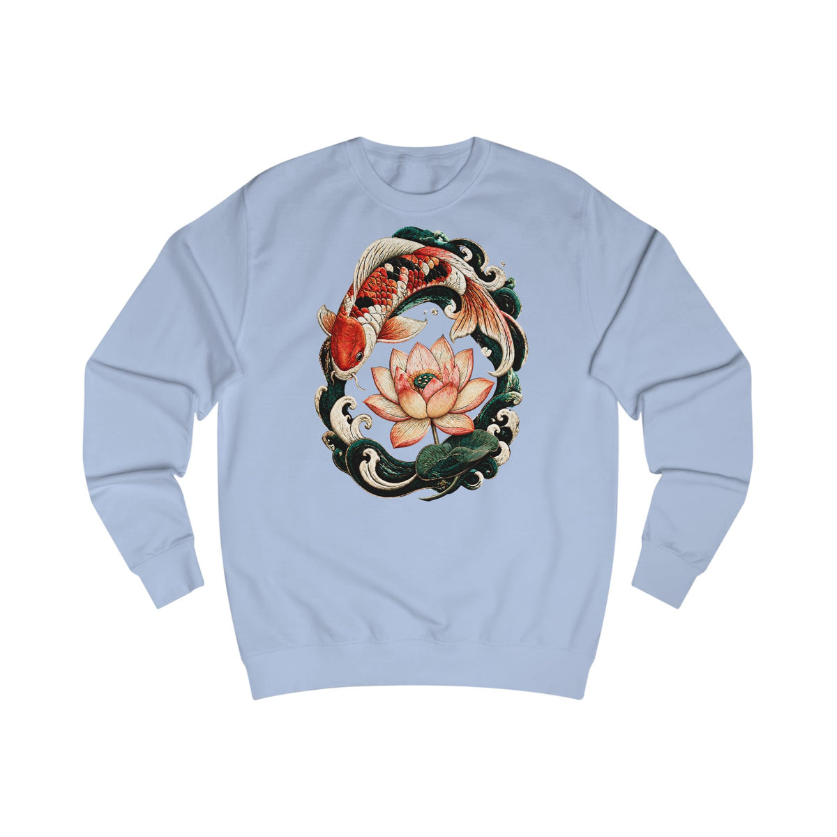 Sweat-shirt avec poissons koï et fleur de lotus