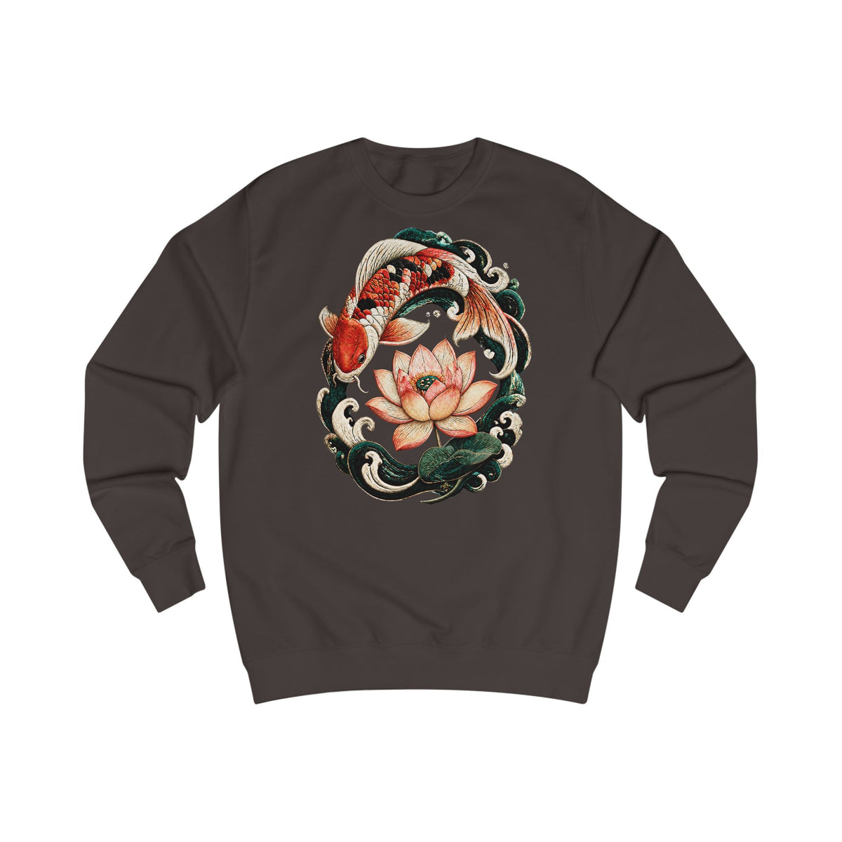 Sweat-shirt avec poissons koï et fleur de lotus
