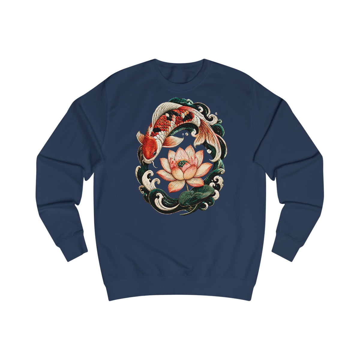 Sweat-shirt avec poissons koï et fleur de lotus
