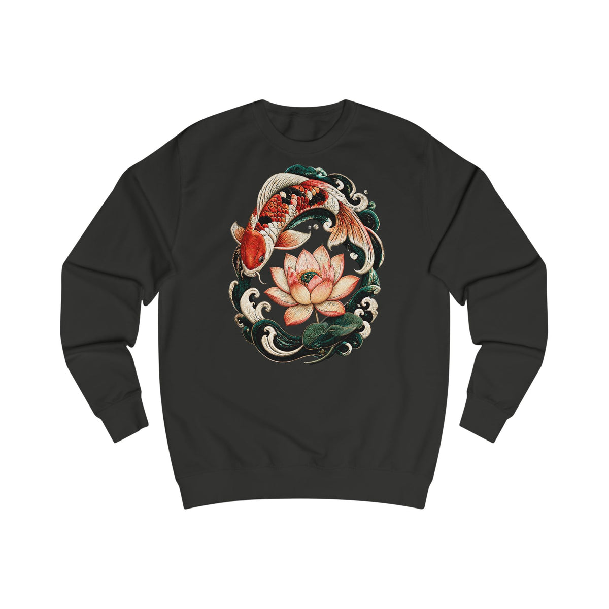 Sweat-shirt avec poissons koï et fleur de lotus