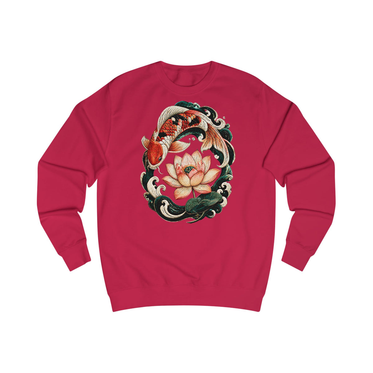 Sweat-shirt avec poissons koï et fleur de lotus