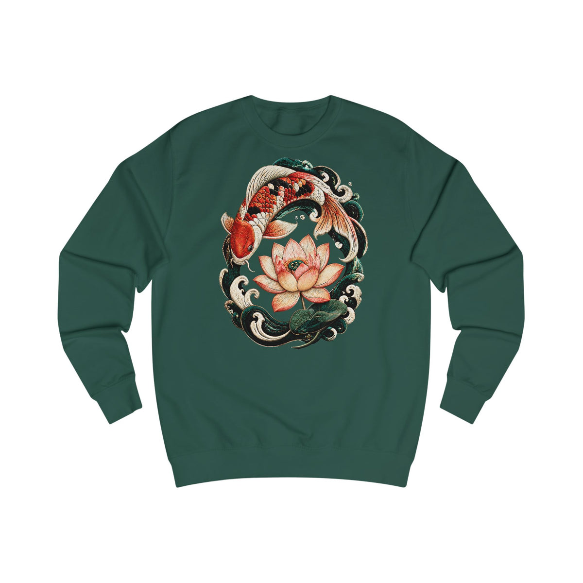 Sweat-shirt avec poissons koï et fleur de lotus
