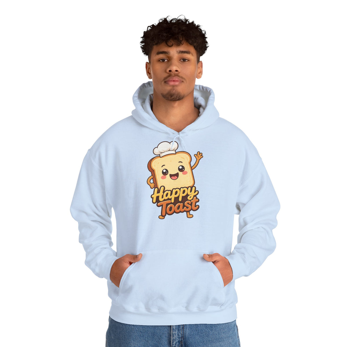 Happy Toast Cartoon Graphic Hoodie – Unisex Pullover