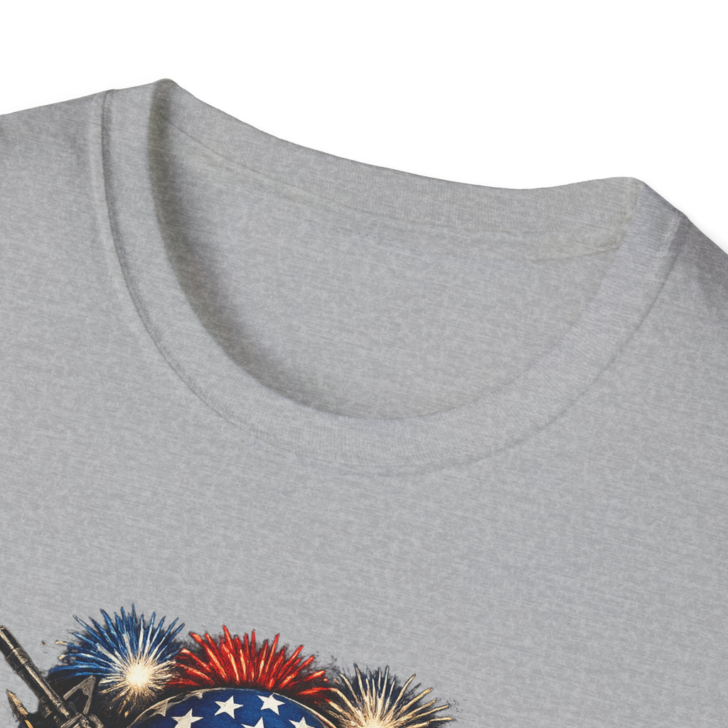 Patriotic Skull Tee "Death Before Defeat" - American Flag Military Graphic T-Shirt