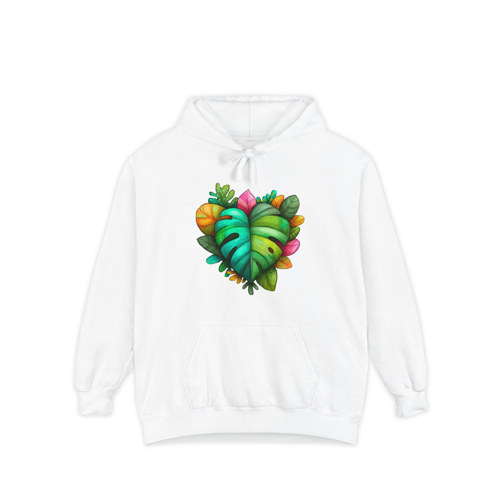 Leaf Heart Hoodie — Tropical Botanical Graphic Sweatshirt