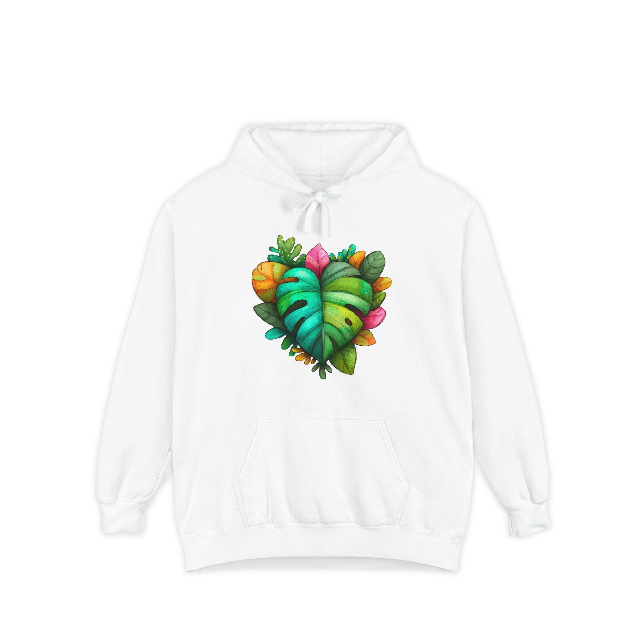 Leaf Heart Hoodie — Tropical Botanical Graphic Sweatshirt