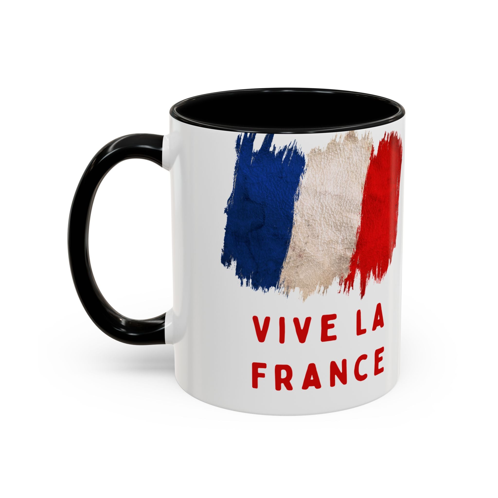 Vive La France Accent Coffee Mug — French Flag Brushstroke 11/15oz