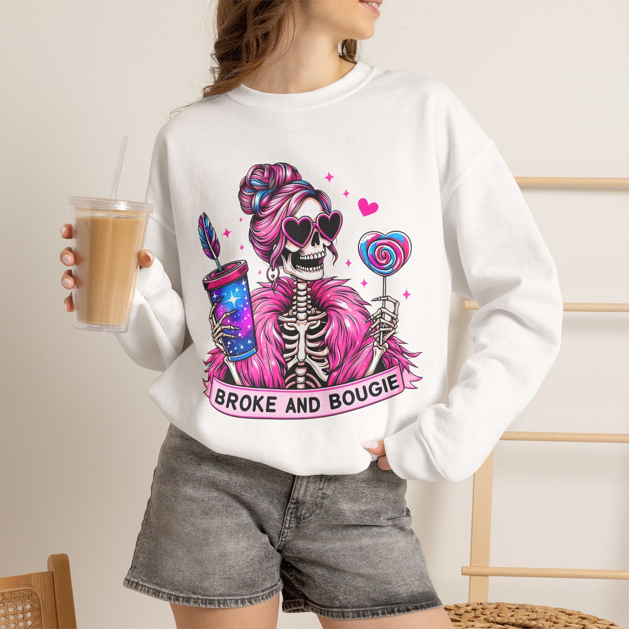 Broke and Bougie Skeleton Crewneck Sweatshirt