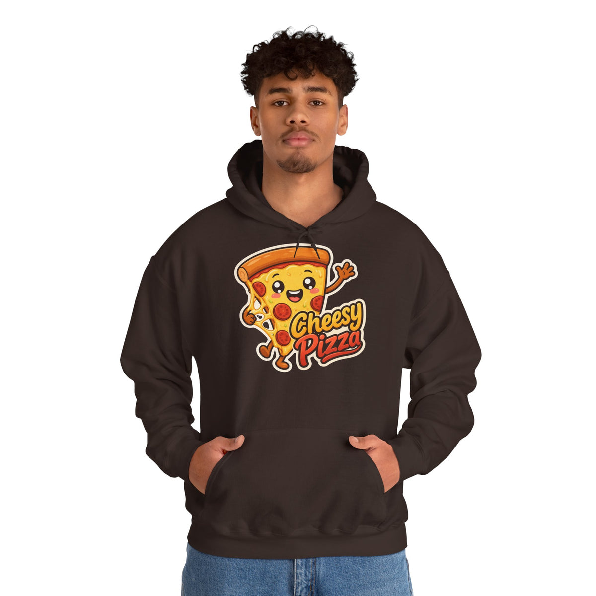 Cheesy Pizza Graphic Pullover Hoodie – Unisex