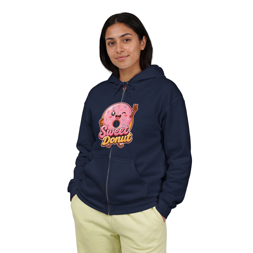 Sweet Donut Graphic Zip-Up Hoodie – Unisex