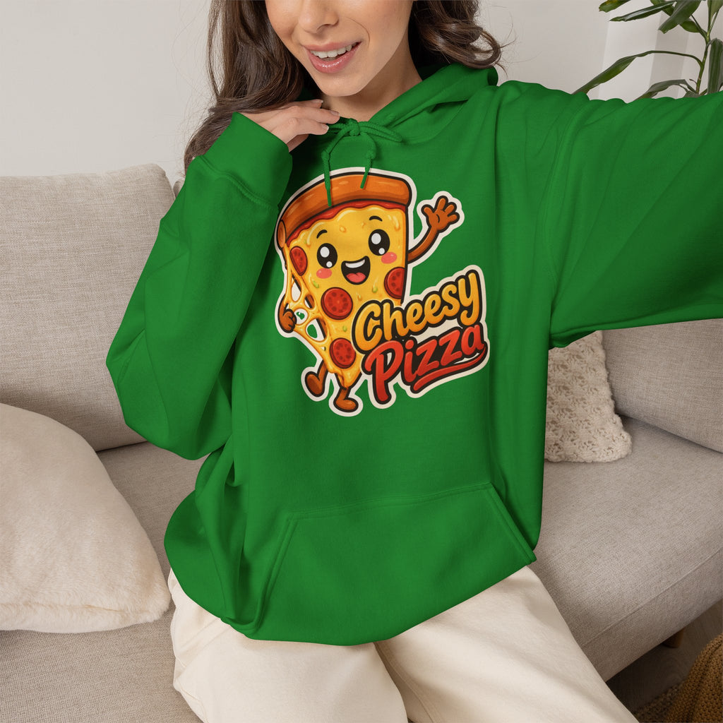 Cheesy Pizza Graphic Pullover Hoodie – Unisex