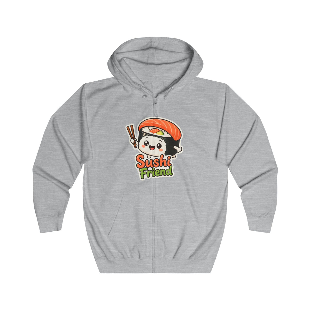 Sushi Friend Graphic Zip-Up Hoodie – Unisex