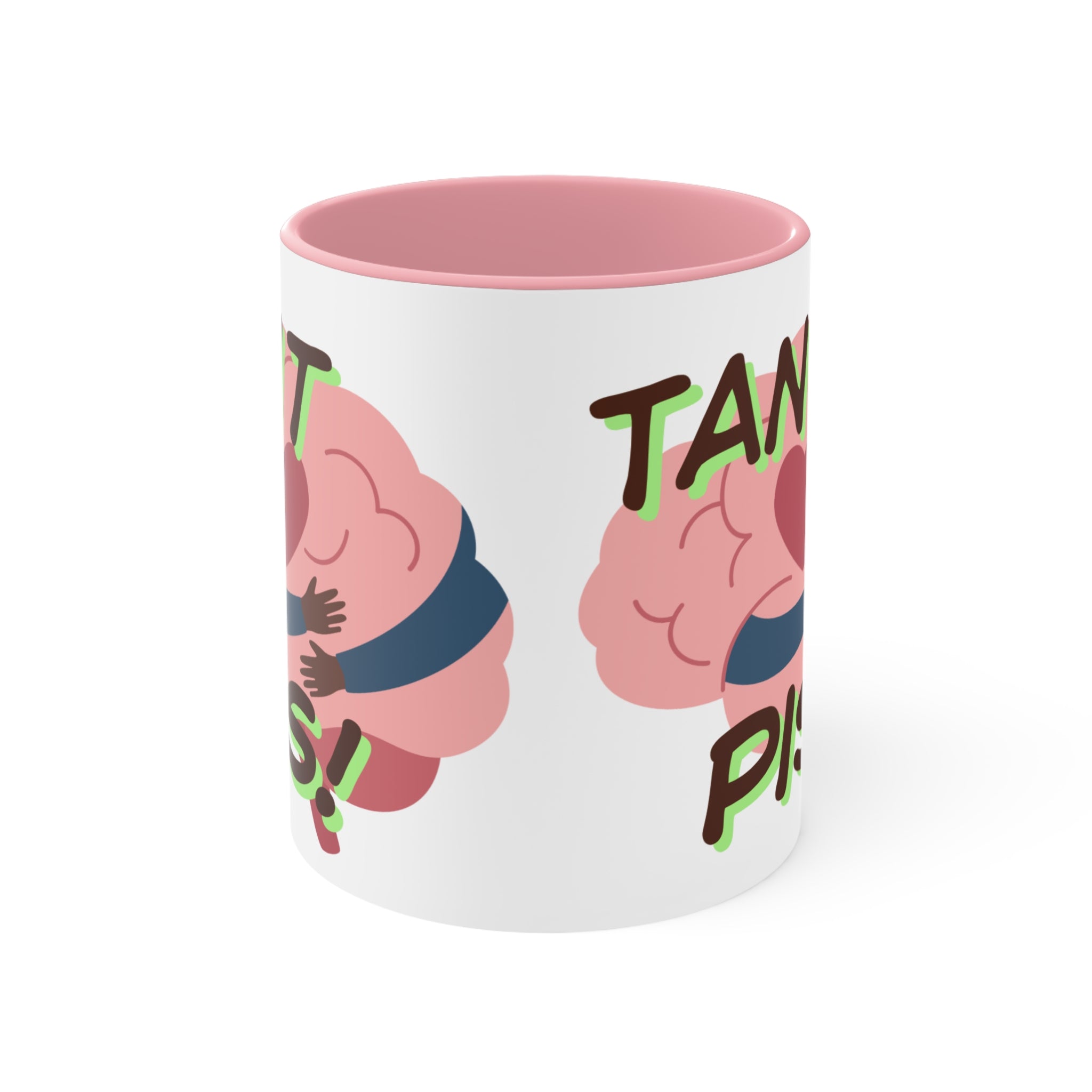 Accent Mug — 'Tant Pis!' Hugging Brain Design, Funny French Phrase Coffee Cup
