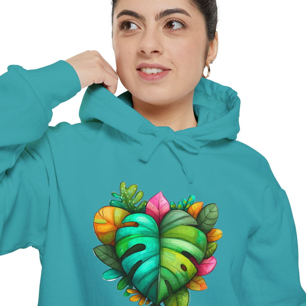 Leaf Heart Hoodie — Tropical Botanical Graphic Sweatshirt