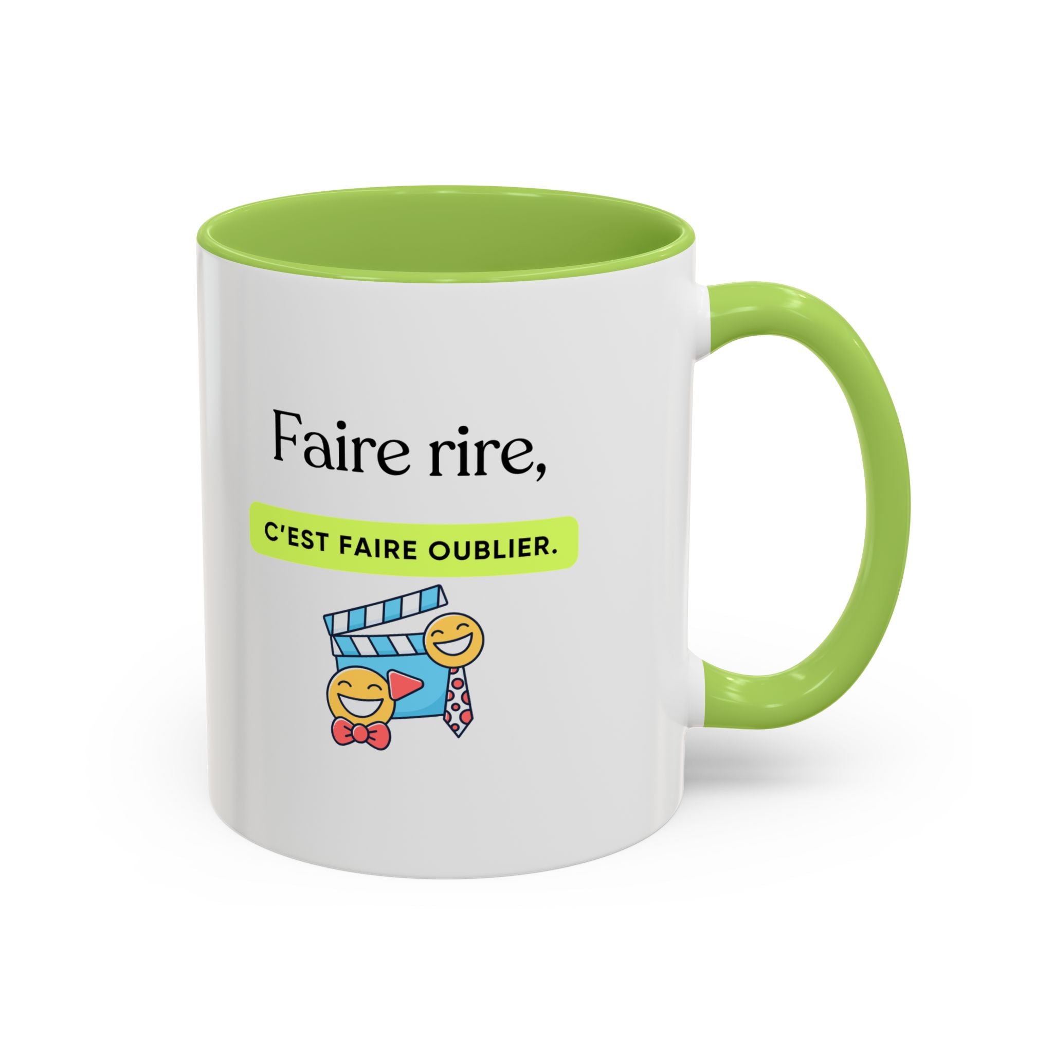 French Quote Accent Coffee Mug — "Faire rire, c'est faire oublier." (11/15oz)