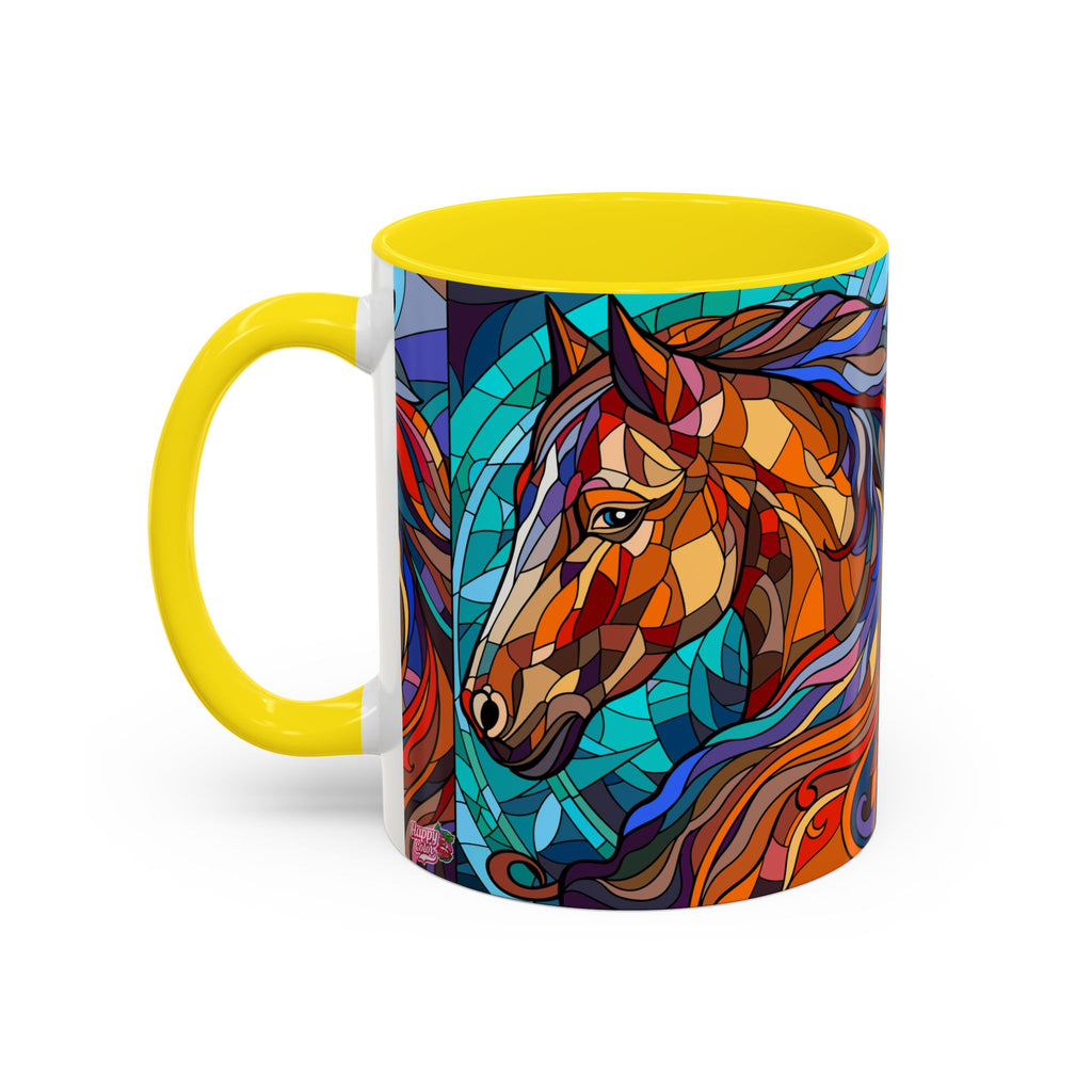 Stained Glass Horse Accent Coffee Mug – Colorful Equine Art (11/15 oz)