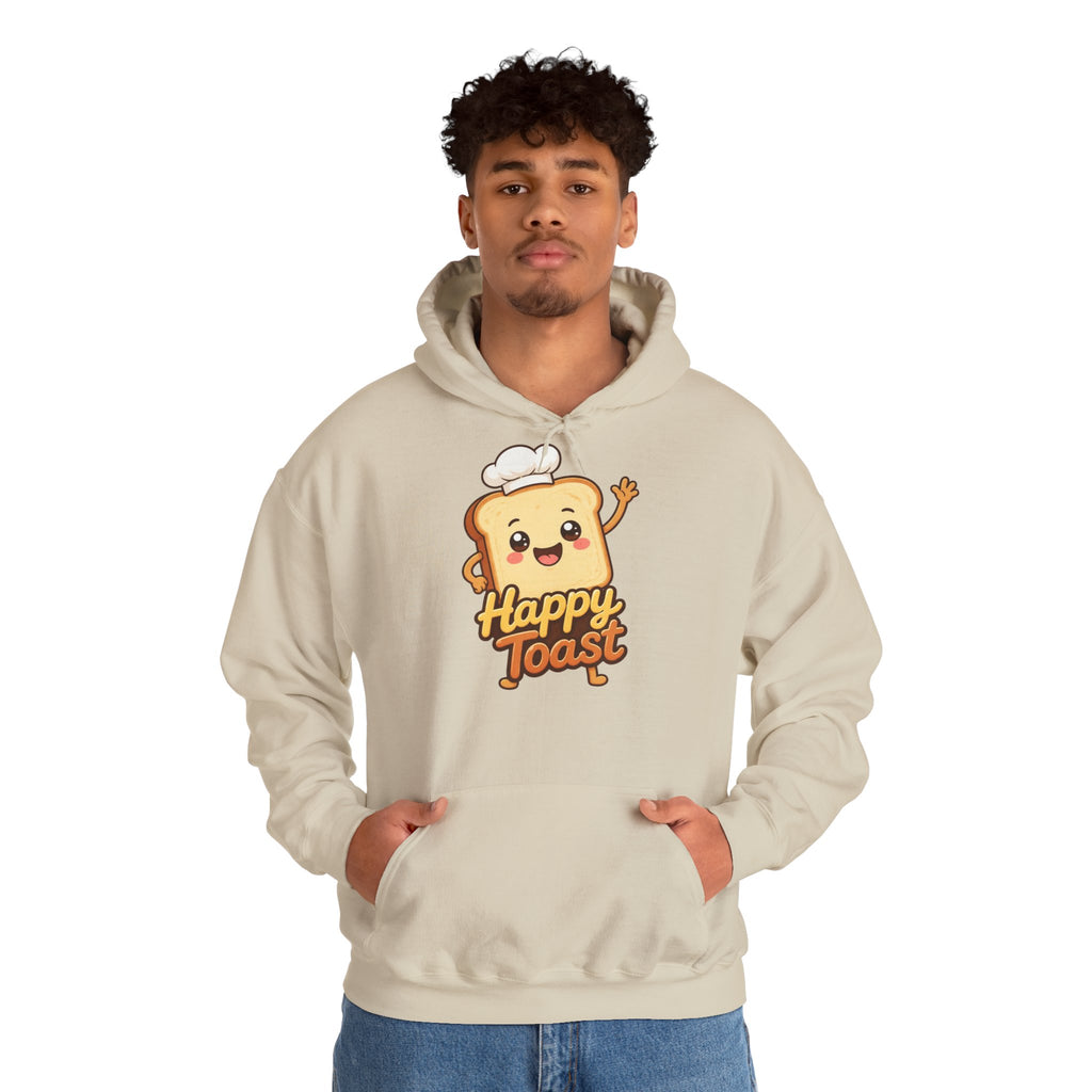 Happy Toast Cartoon Graphic Hoodie – Unisex Pullover